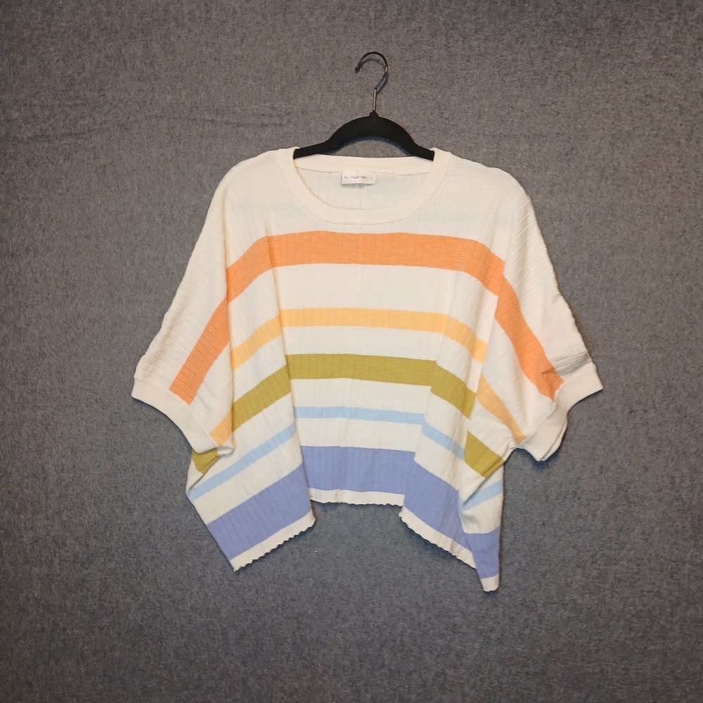 By Together Striped Knit Cropped Dolman Sleeve top Colorful Soft lightweight S